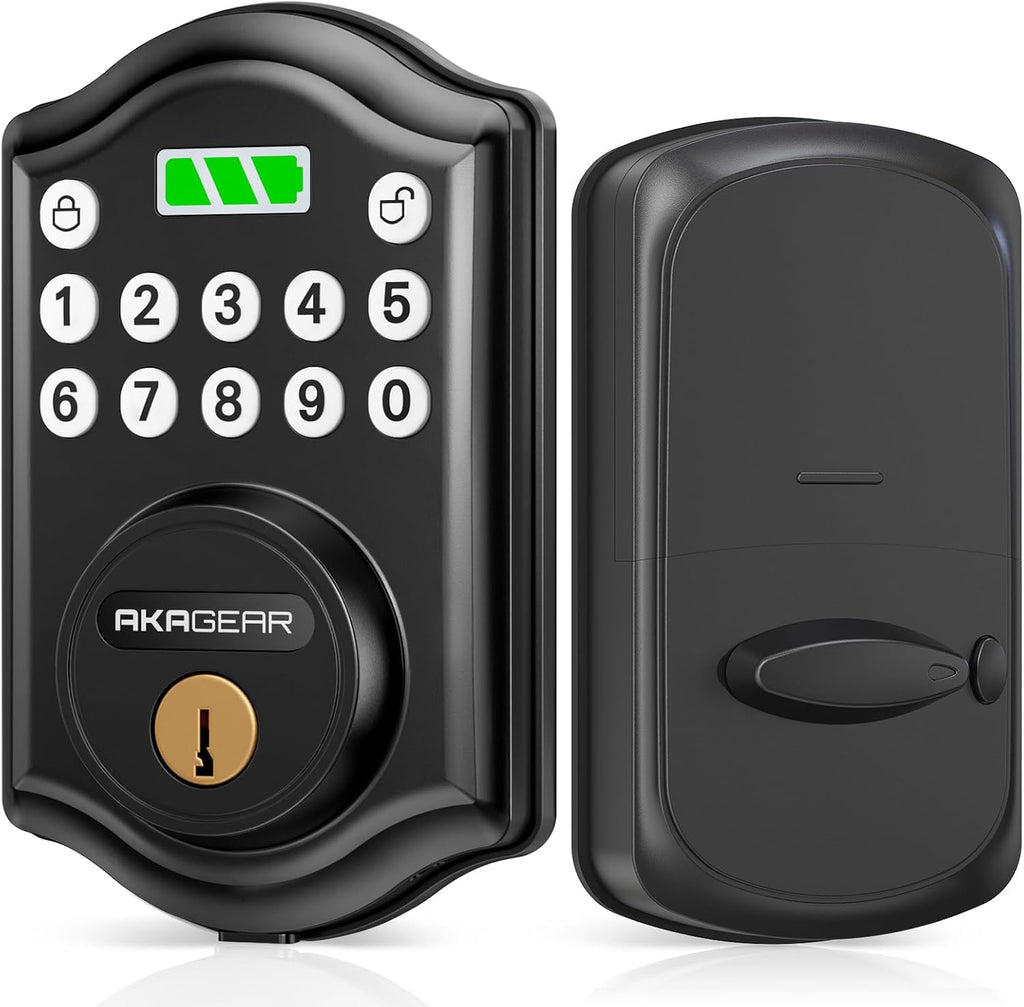 AkaGear Keyless Entry Door Lock, Keypad Deadbolt, Matte Black