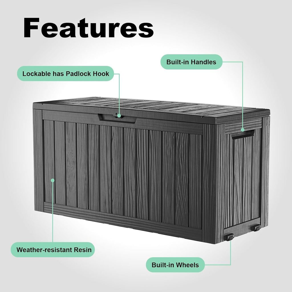 drato 75 gallon deck box, waterproof resin large, side view
