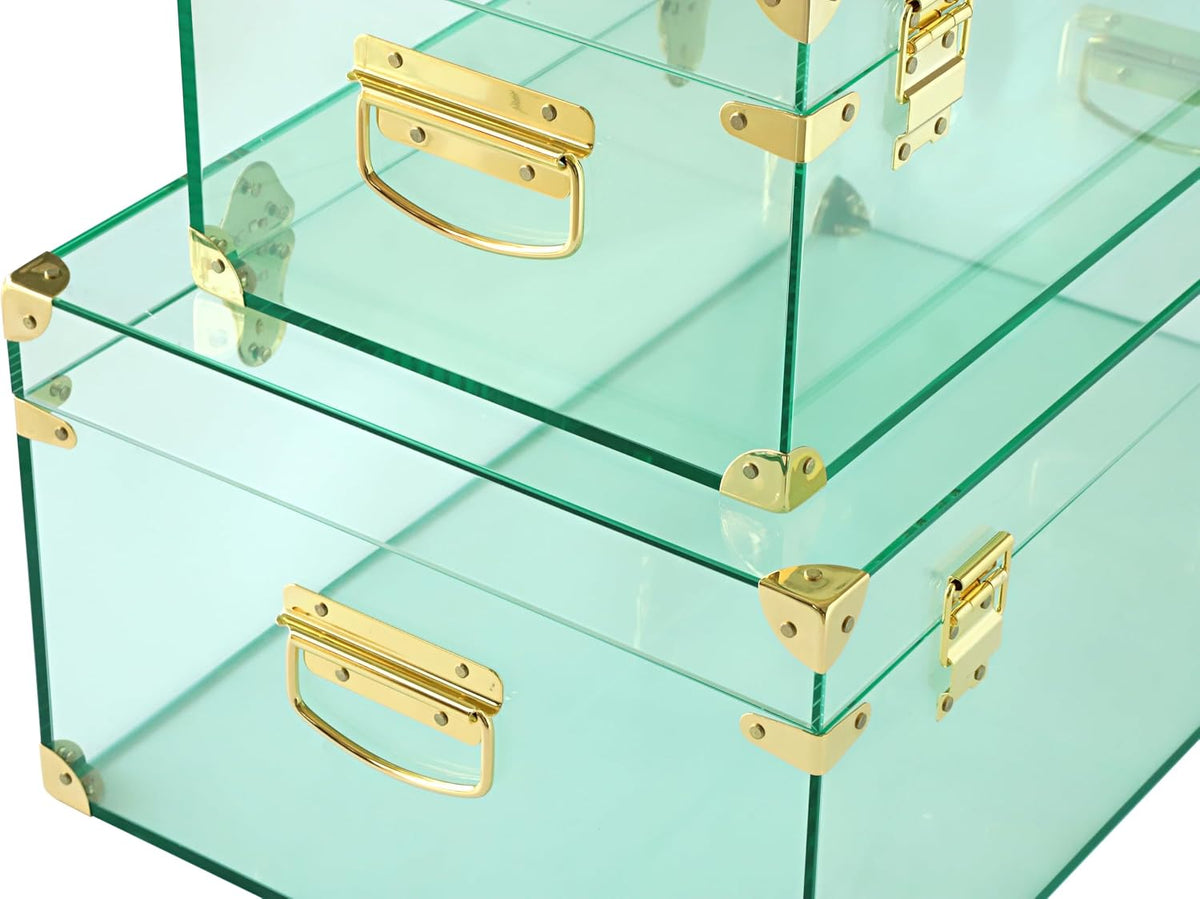 vixdonos acrylic storage chest decorative trunk set of, close-up detail