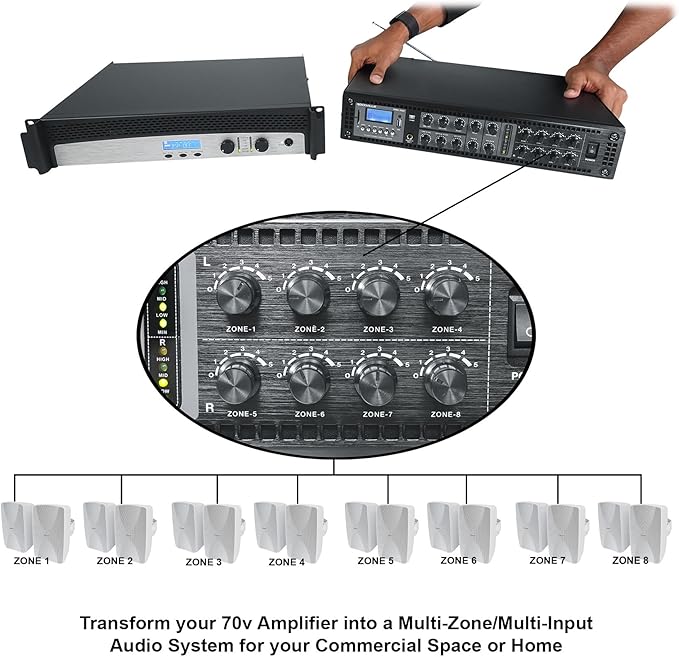 Rockville PRE-70V 8-Zone Stereo Preamp Mixer