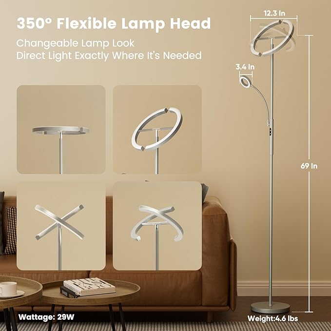 SIBRILLE 2-in-1 Dimmable Floor Lamp