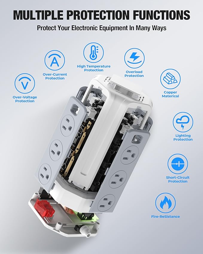 Power Strip Surge Protector, 10 Ft Extension Cord