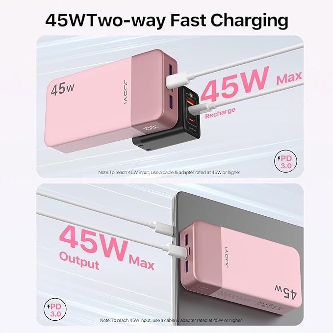 JUOVI J2621 Power Bank Portable Charger, 20000mAh 45W PD3.0 QC 4.0 Fast