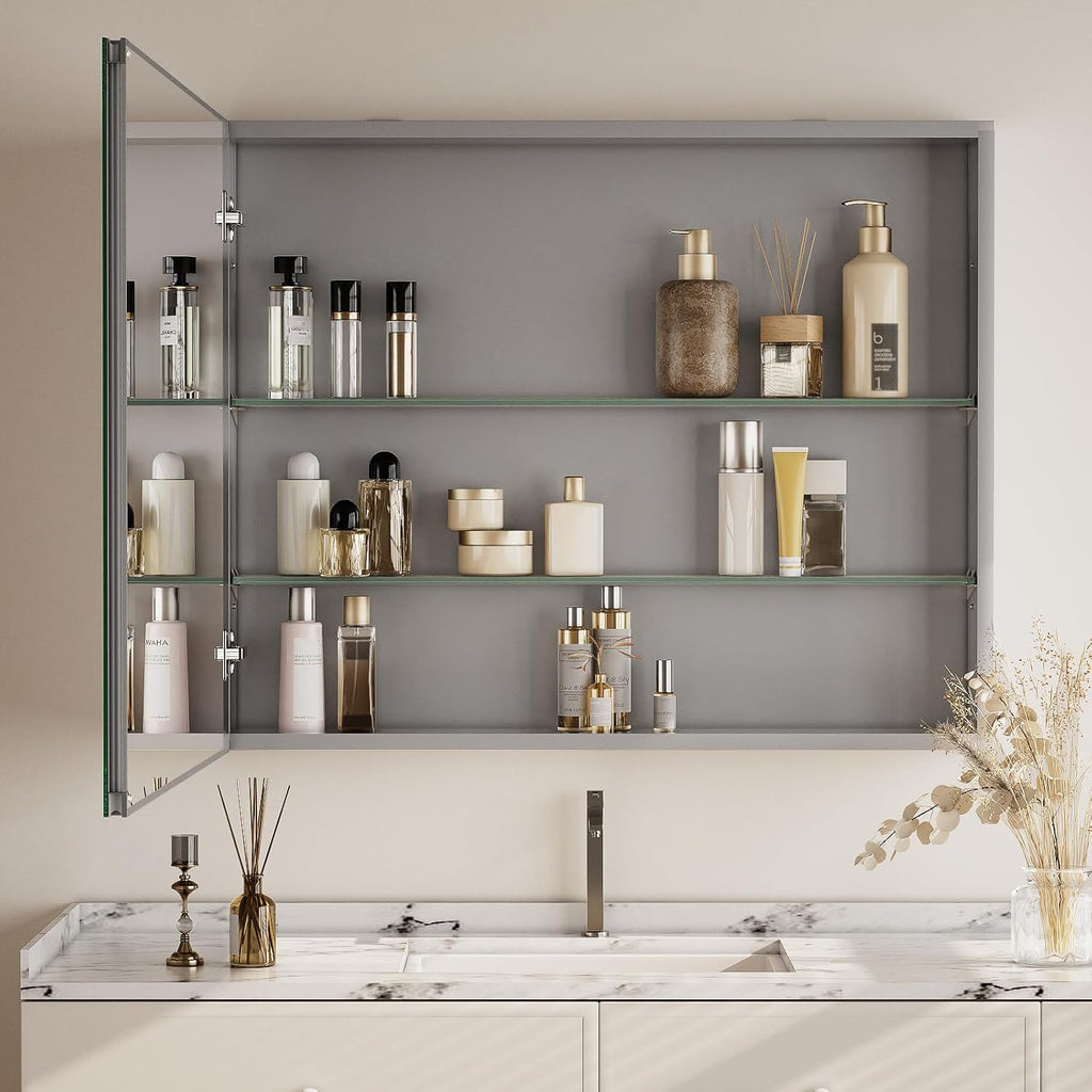 16" x 24" Bathroom Medicine Cabinet Mirror, Aluminum Frame Silver