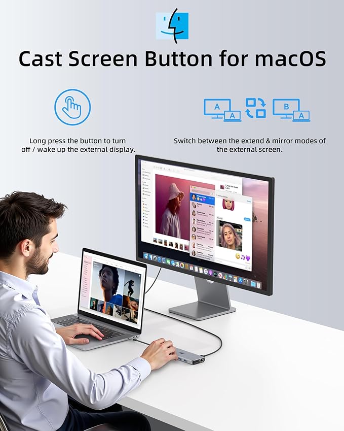 Laptop Docking Station 13 in 1, Dual Monitor Triple 4K Display, 8 USB C/A Ports