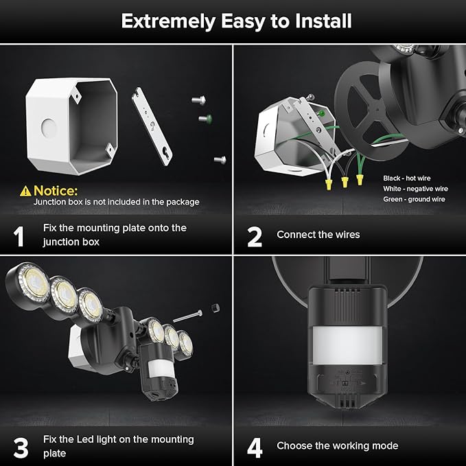 SANSI 55W 7000LM Motion Sensor Outdoor Security Lights, Super Bright 5000K Dusk