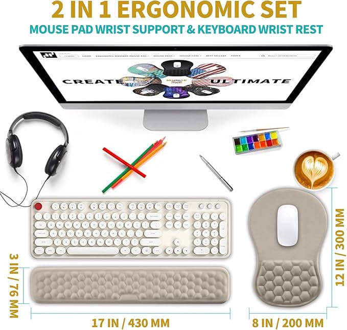 Hokafenle 2 in 1 Ergonomic Mouse Pad Wrist Support & Wrist Rest