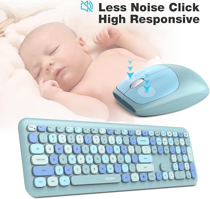 MOFII Wireless Keyboard and Mouse Combo Silent, Slim Compact 2.4G USB Full Size