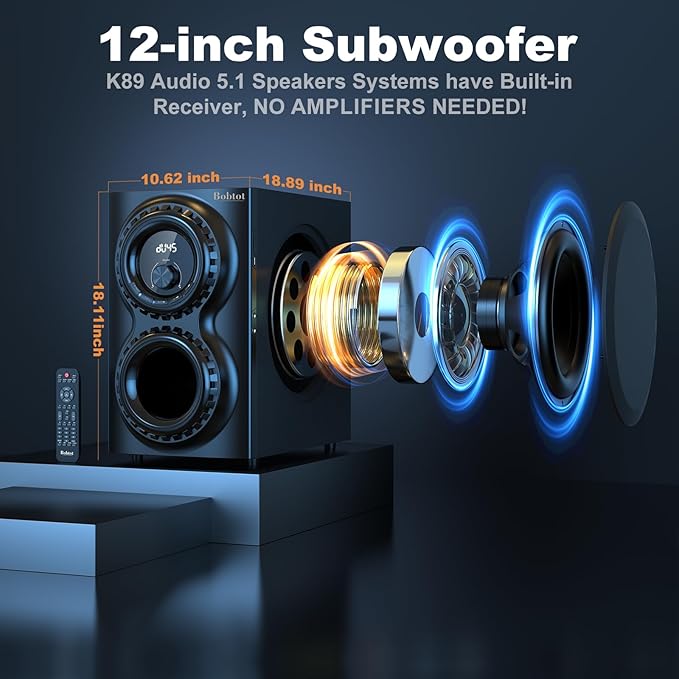 Bobtot Home Theater Sound System 5.1 Surround Sound Systems