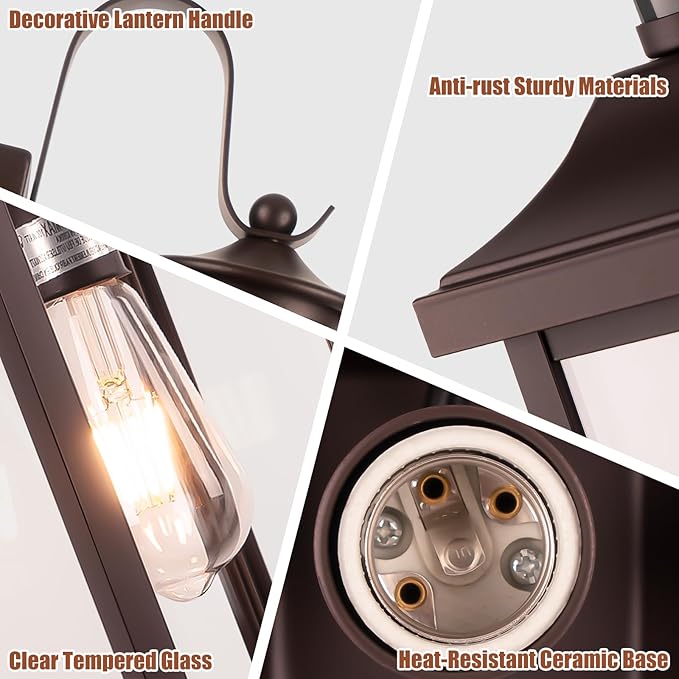 Roravilila Dusk to Dawn Motion Sensor Outdoor Lights Oil Rubbed Bronze 2-Pack
