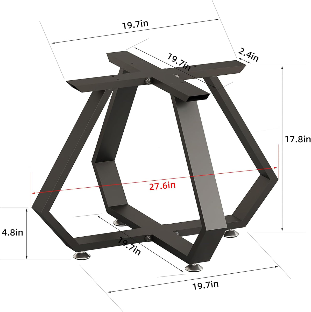 Coffee Table Legs 16 inch, Metal Table Legs Diamond Shape Black Industrial Modern Bench Chair Base Furniture Legs Desk Leg (Black)