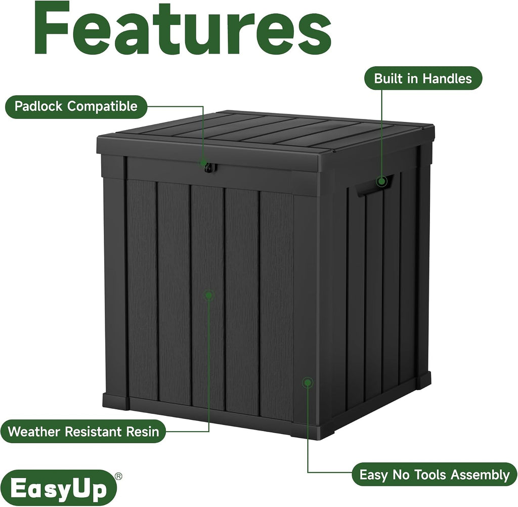 easyup 51 gallon deck box small deck box, side view