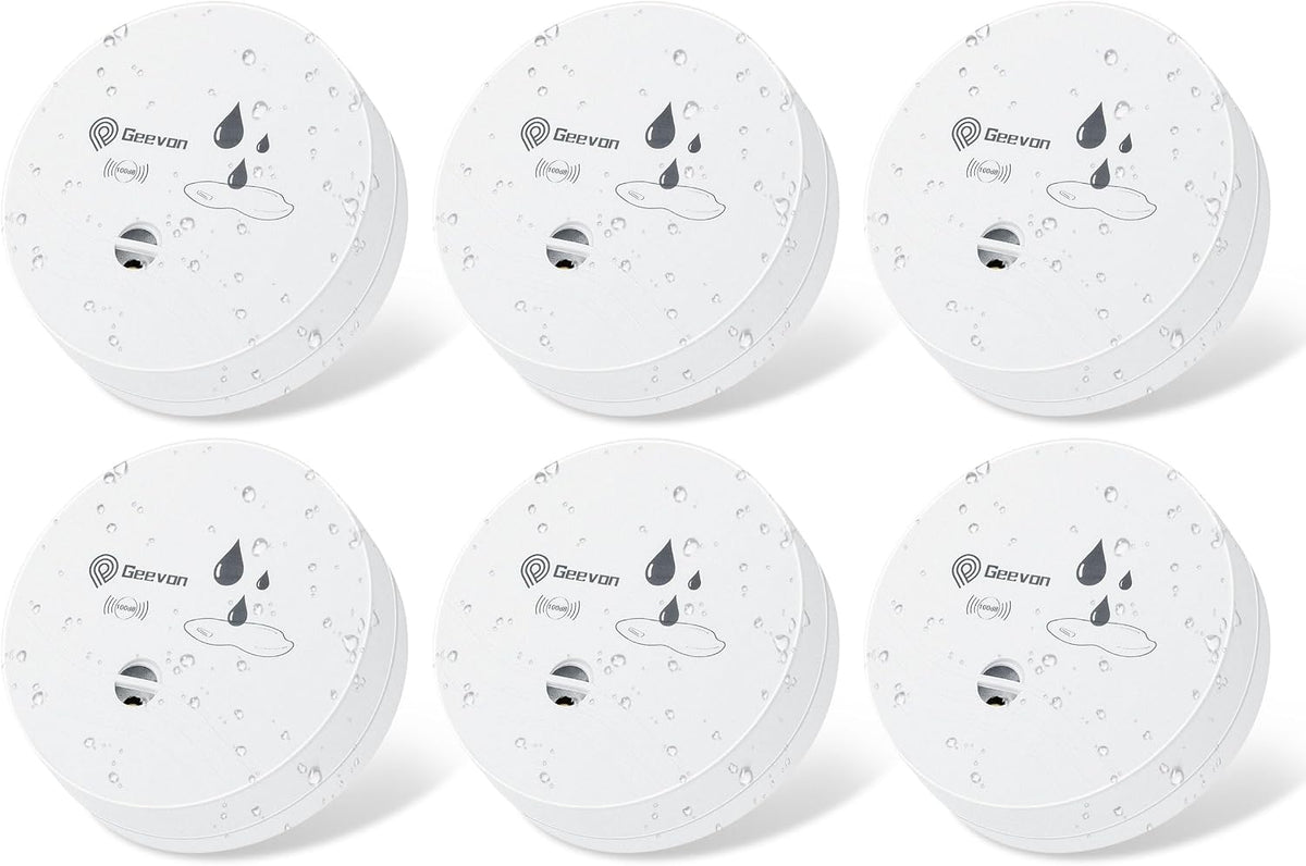 Geevon 6 Pack Water Leak Detectors, 100dB Water Sensor Alarms Flood Detector