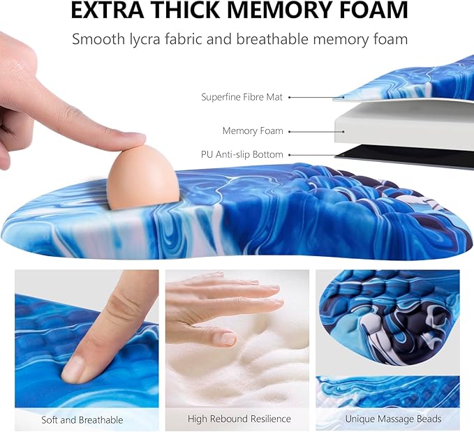 Mouse Pad Wrist Support, Laokiiy 2 in1 Keyboard Wrist Rest+ Ergonomic Mouse Pad
