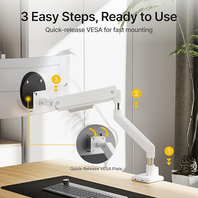 monTEK Single Monitor Arm with USB