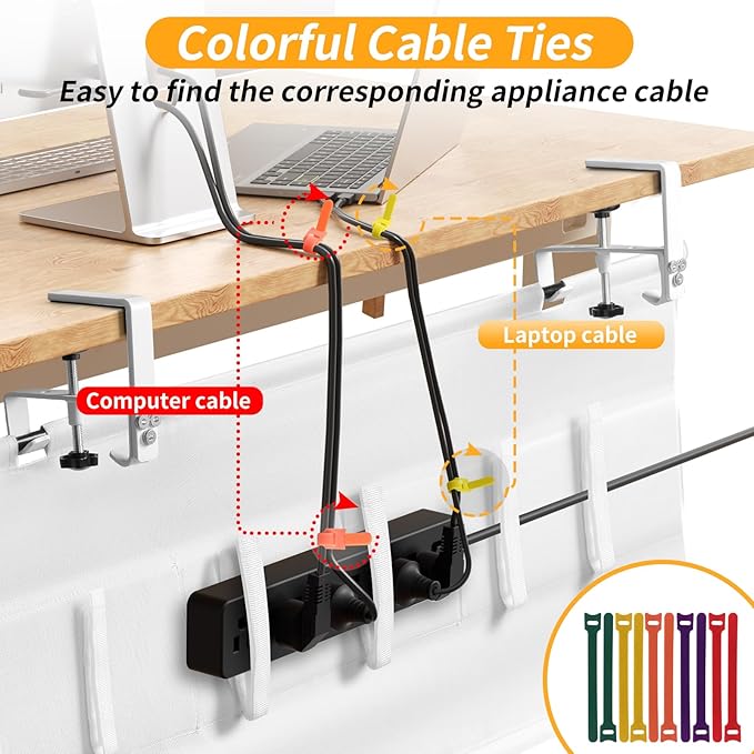 SUREUP9 No Drill Under Desk Cable Management Tray, Fabric Cable Management