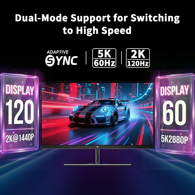 KTC 5K Monitor 27 Inch: Dual Mode 5K @60Hz / 2K@160Hz Computer Monitor