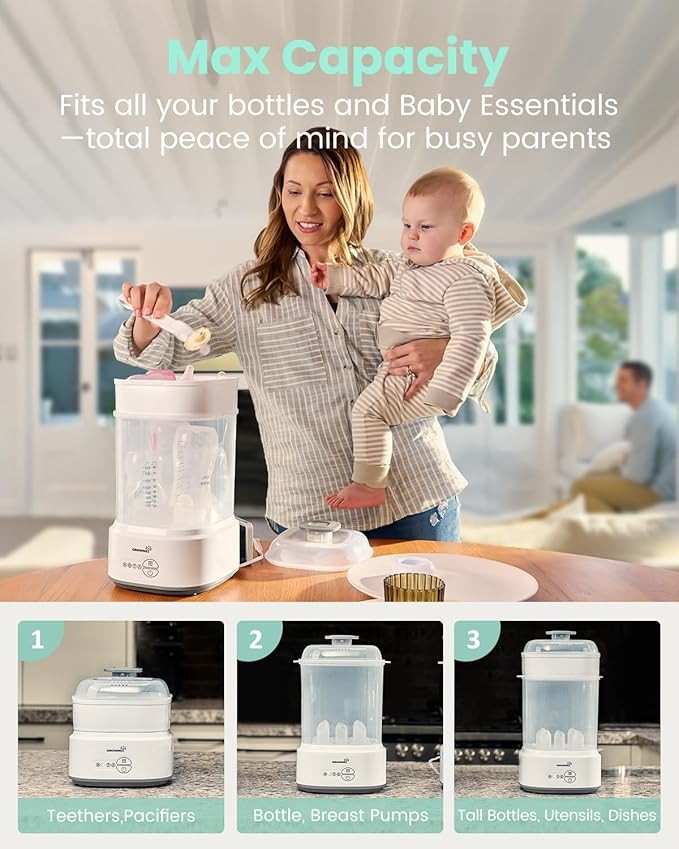 GROWNSY Bottle Sterilizer and Dryer, Compact Electric Steam Baby Bottle