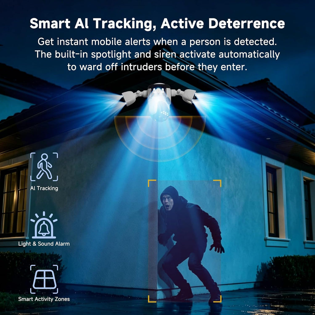 vstarcam 4-lens security cameras wireless outdoor, 4-in-1 multi-view on a desk or shelf