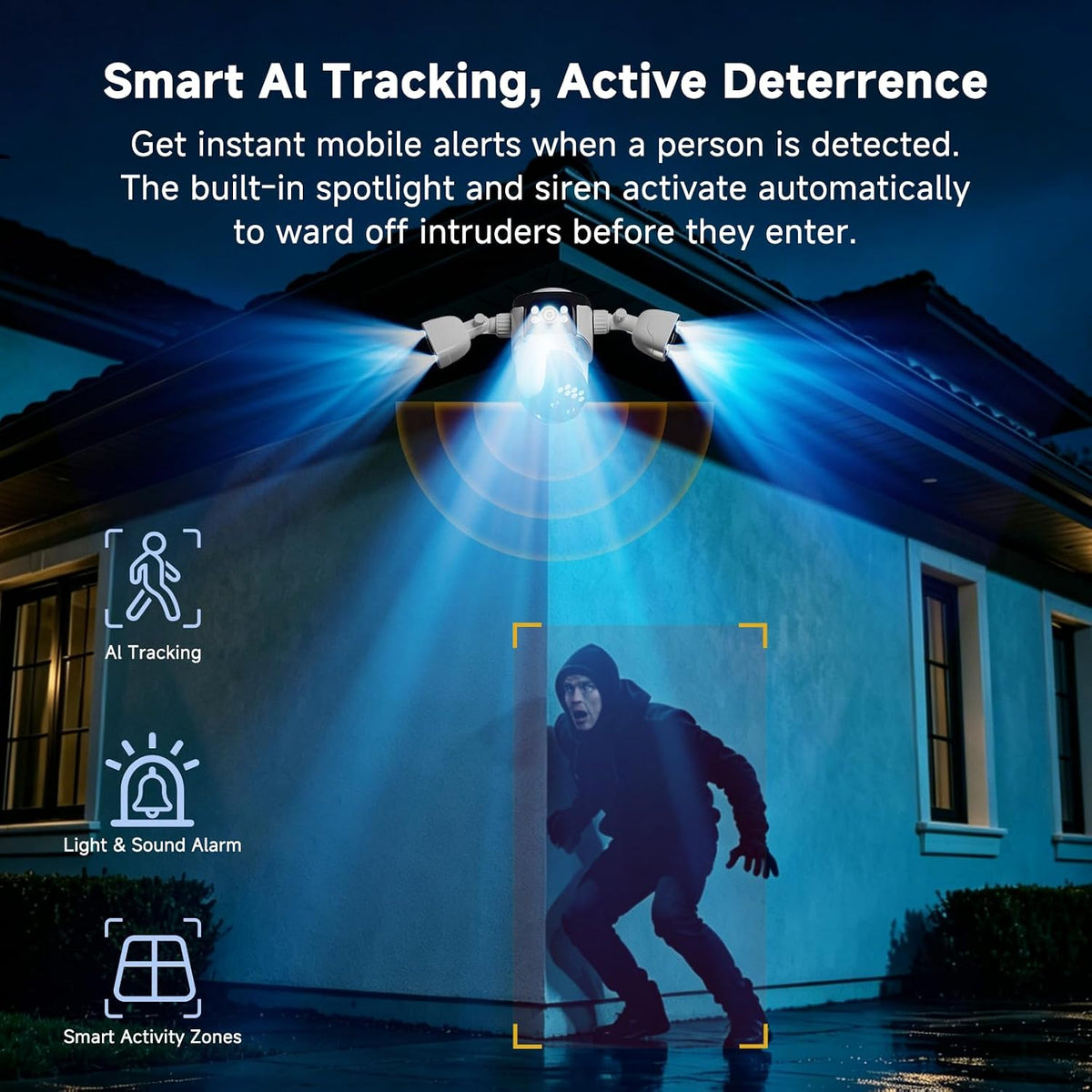 vstarcam 4-lens security cameras wireless outdoor, 4-in-1 multi-view on a desk or shelf
