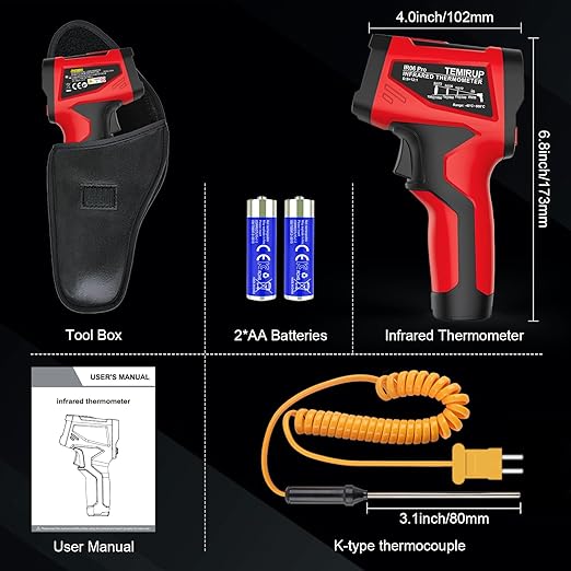Infrared Thermometer Temperature Gun, TEMIRUP Digital IR Laser Thermometer