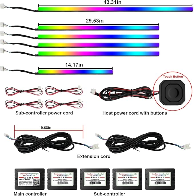Dreamcolor Acrylic Interior Car Lights, AMKI Car LED Strip Light