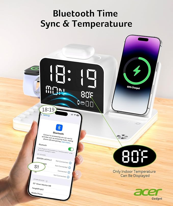 Acer 7-in-1 Wireless Charging Station - 30W Fast Wireless Charger