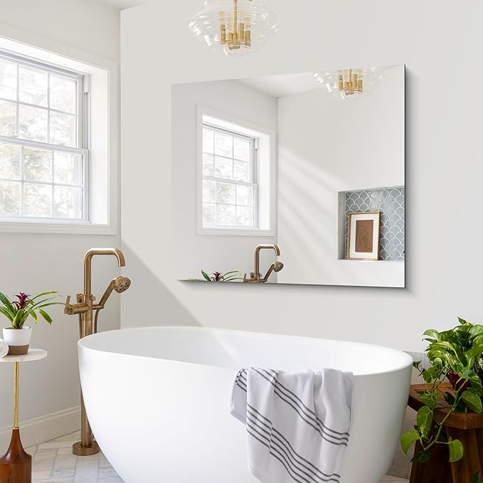 CILIBER Frameless Mirror, 36x40 inch Bathroom Mirrors