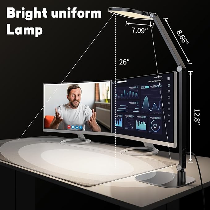 LitONES LED Desk Lamp for Home Office, Eye-Caring Modern Desk Light, 3 Color