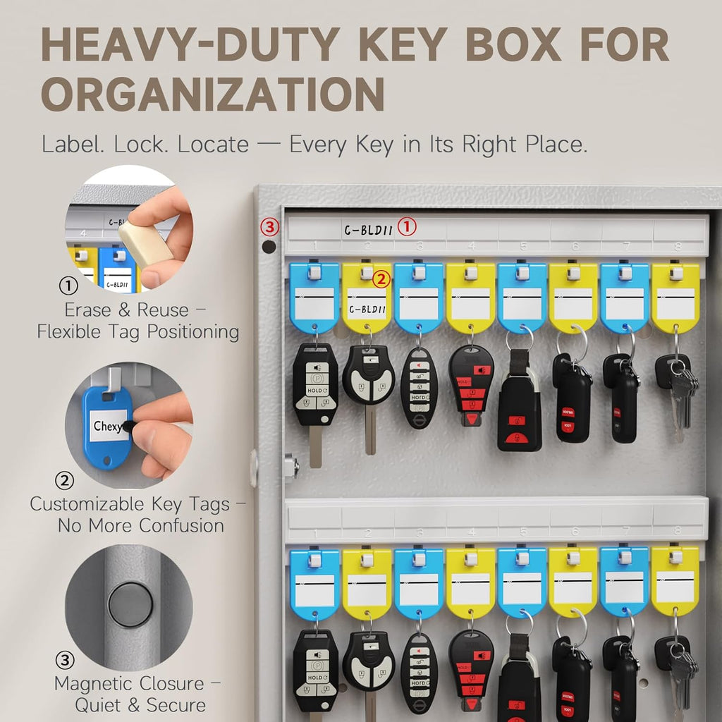 192 Key Lock Box Smart Key Organier Cabinet with Keypad & App for Office