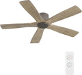 WINGBO 48" Flush Mount DC Ceiling Fans without Lights, 5 Carved Solid Wood