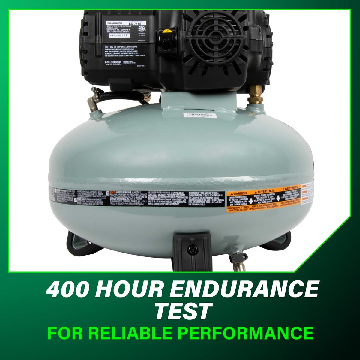 Metabo HPT Pancake Air Compressor, 6-Gallon 165PSI, Portable Air Compressor with 1.0 HP Oil-Free High Efficiency Motor, Lihghtweight, Quick Couplers for Fast Tool Changes, EC711S