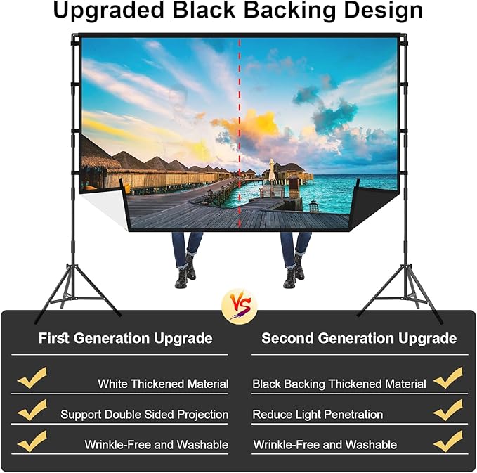 Projector Screen with Stand, TOWOND 100 inch Portable Projector Screen Black