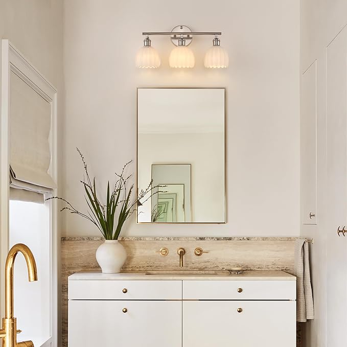 Shenmoyl Bathroom Light Fixtures, 3-Light Vanity Wall Light Over Mirror