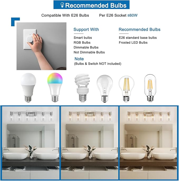 6 Light Bathroom Light Fixtures, Bathroom Vanity Light