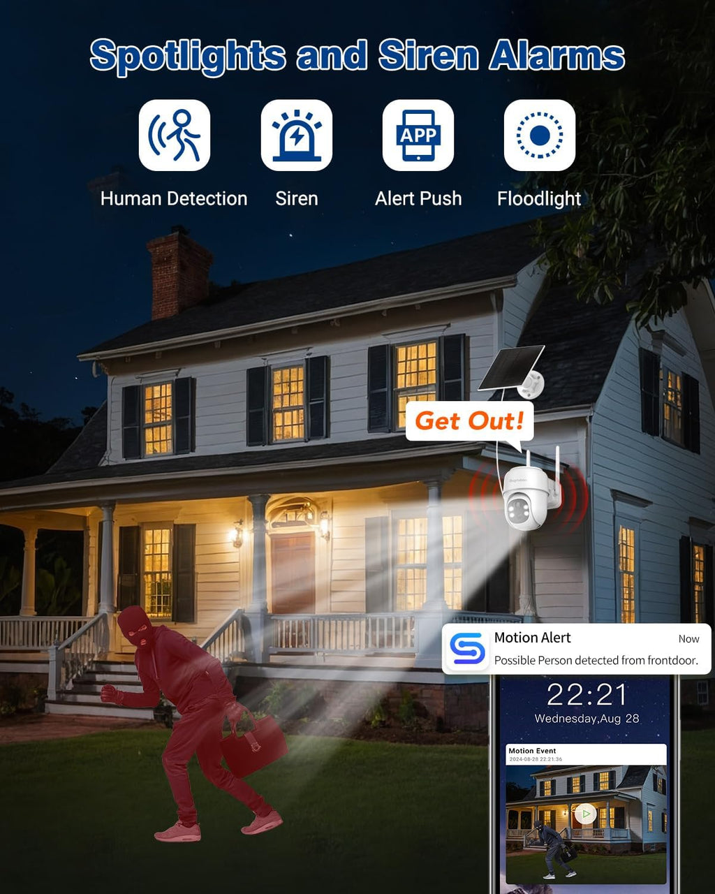 septekon 360°ptz security cameras wireless outdoor 2 pack, package contents
