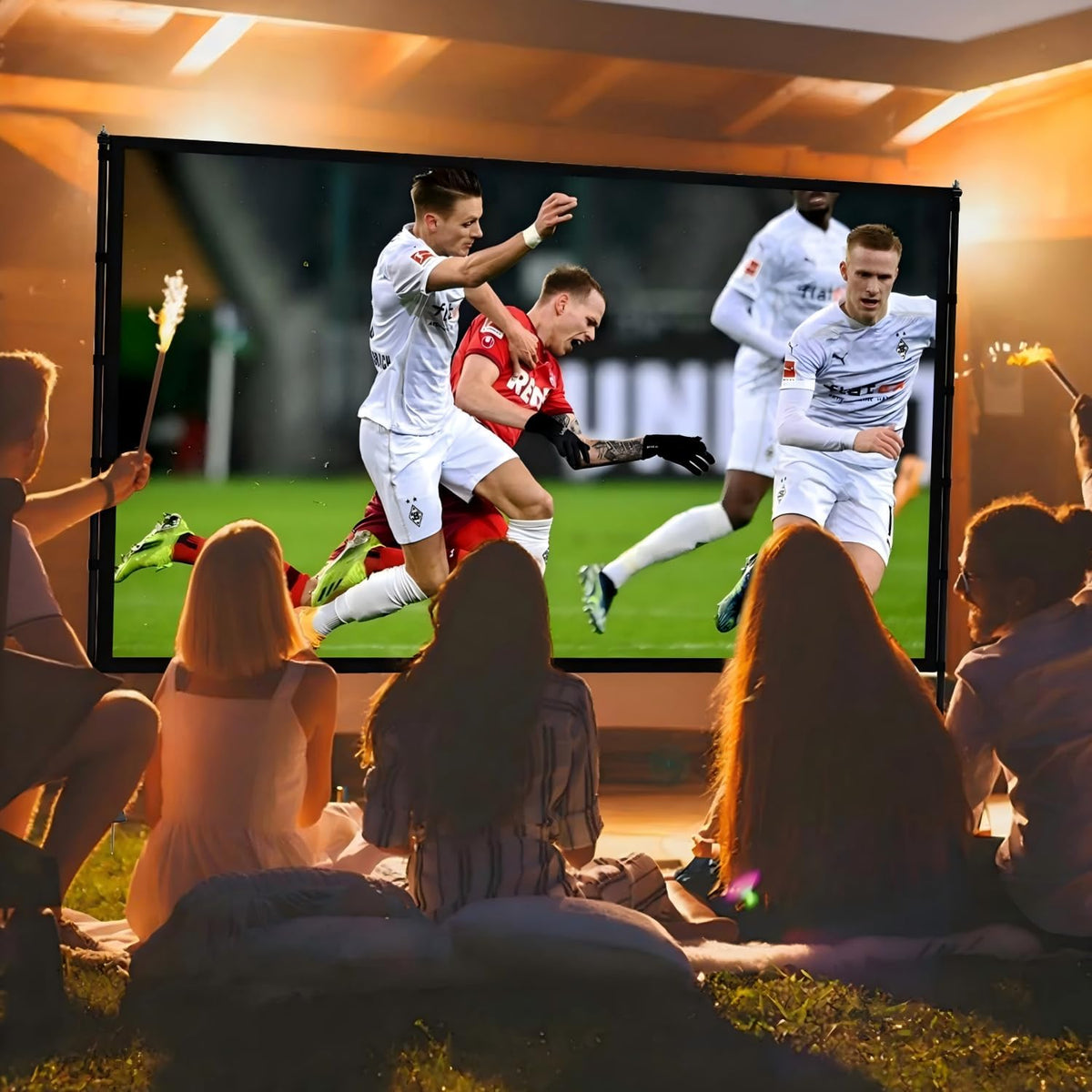 STWUI Outdoor Projector Screen with Stand-100 Inch 16:9 4K HD Portable Projector Screen Outdoor Indoor Front & Rear Projection Screen Lightweight Movie Screen with Carry Bag for Home,Backyard,Camping