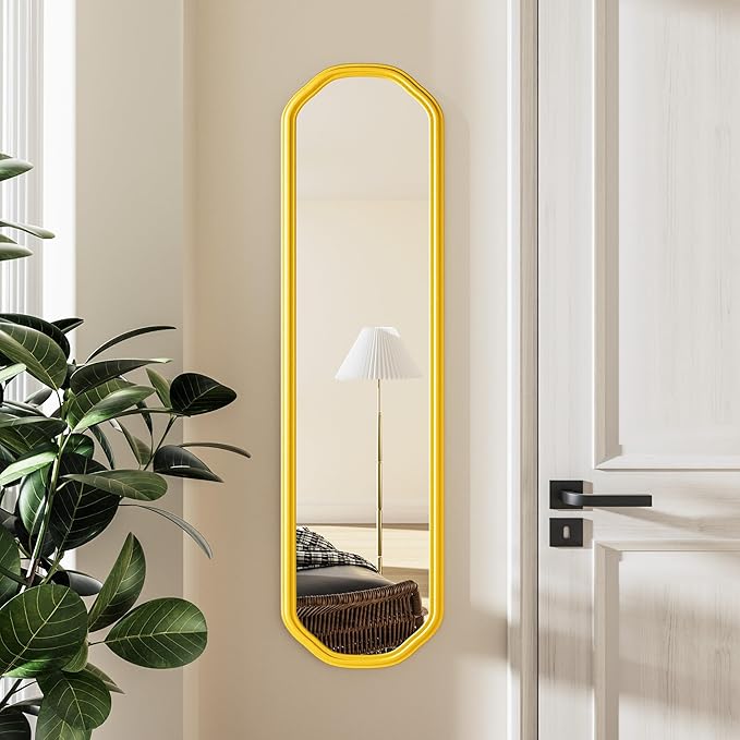 Modern Slim Wall Decor Mirror 10"x44" Gold