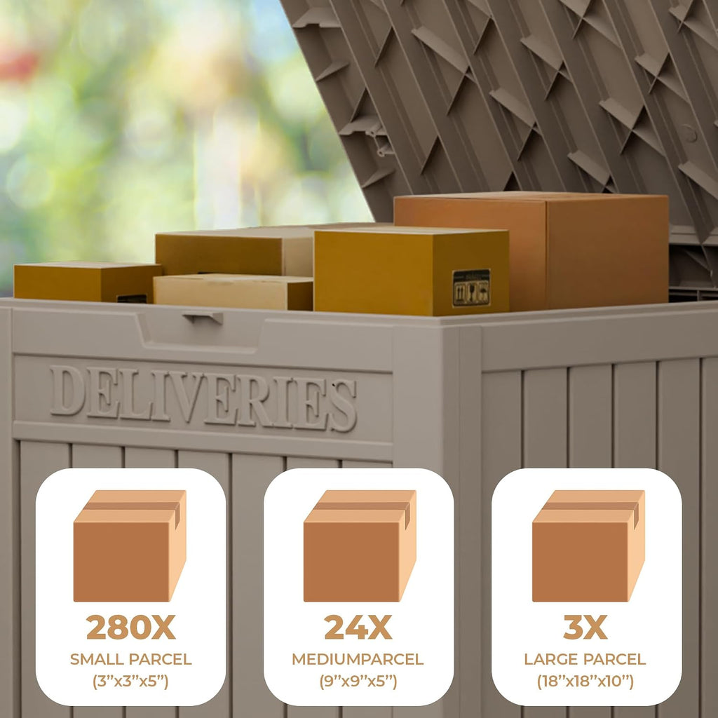 55 Gallon Package Delivery Box for Outside,Weather Resistant UV Protection Resin Outdoor Storage Parcel Box for Porches, Front Door, Balconies, Garages