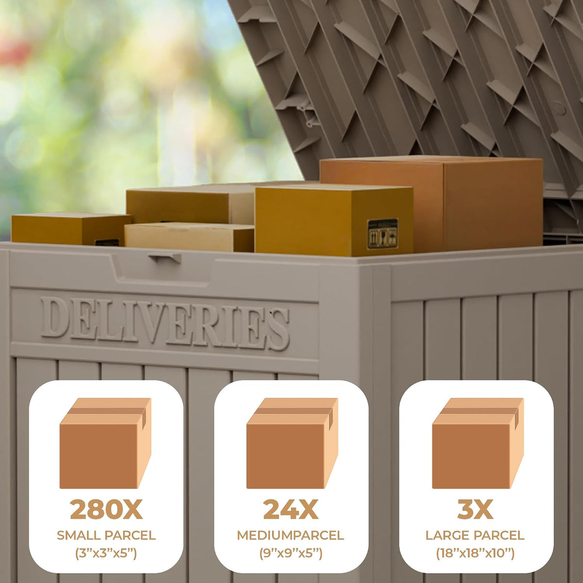 55 Gallon Package Delivery Box for Outside,Weather Resistant UV Protection Resin Outdoor Storage Parcel Box for Porches, Front Door, Balconies, Garages