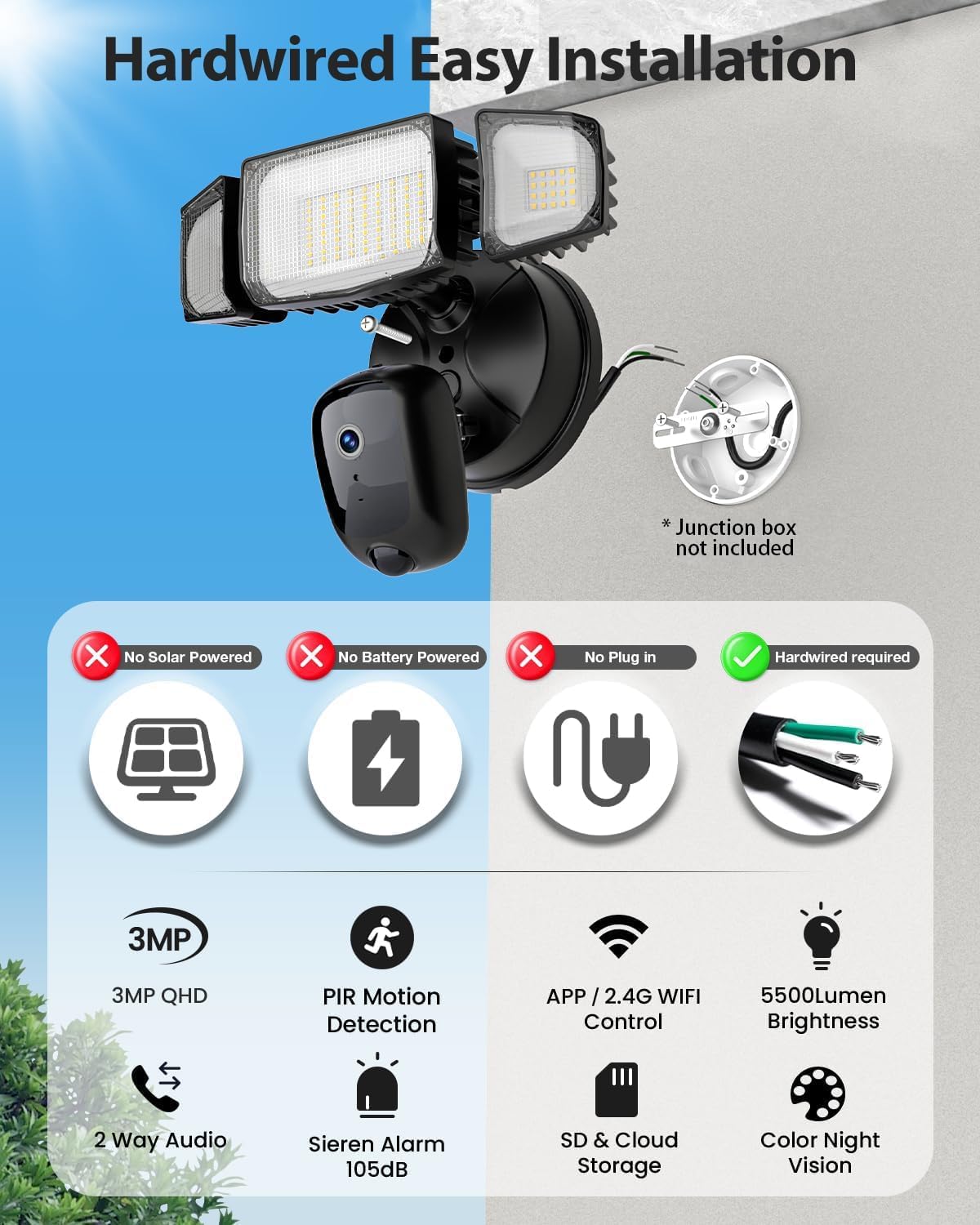 olafus floodlight camera outdoor – 2k qhd security shown in use