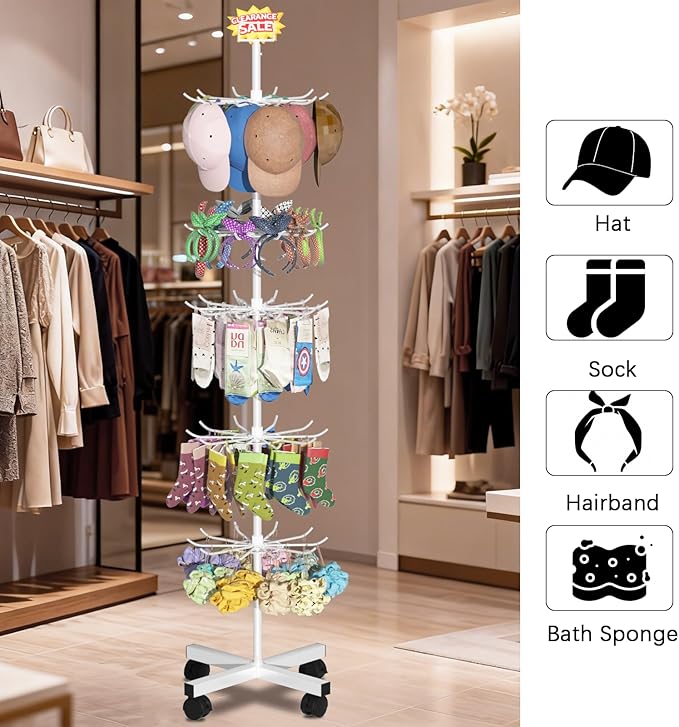 Exttlliy Retail Display Stand Store Display Rack 6 Tier Metal Spinning Display