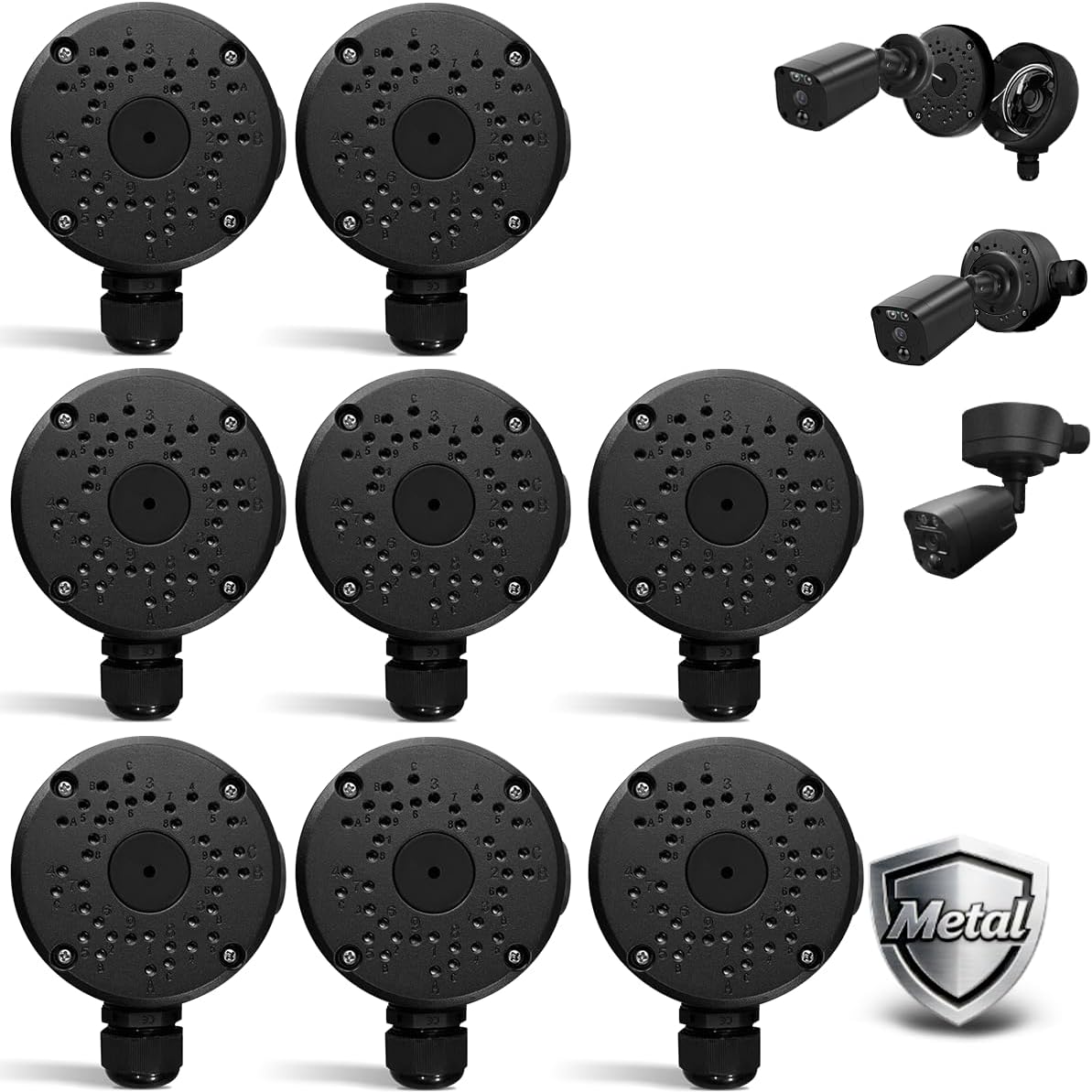 Metal Aluminum Security Camera Junction Box Mount Bracket Waterproof, 8Pack