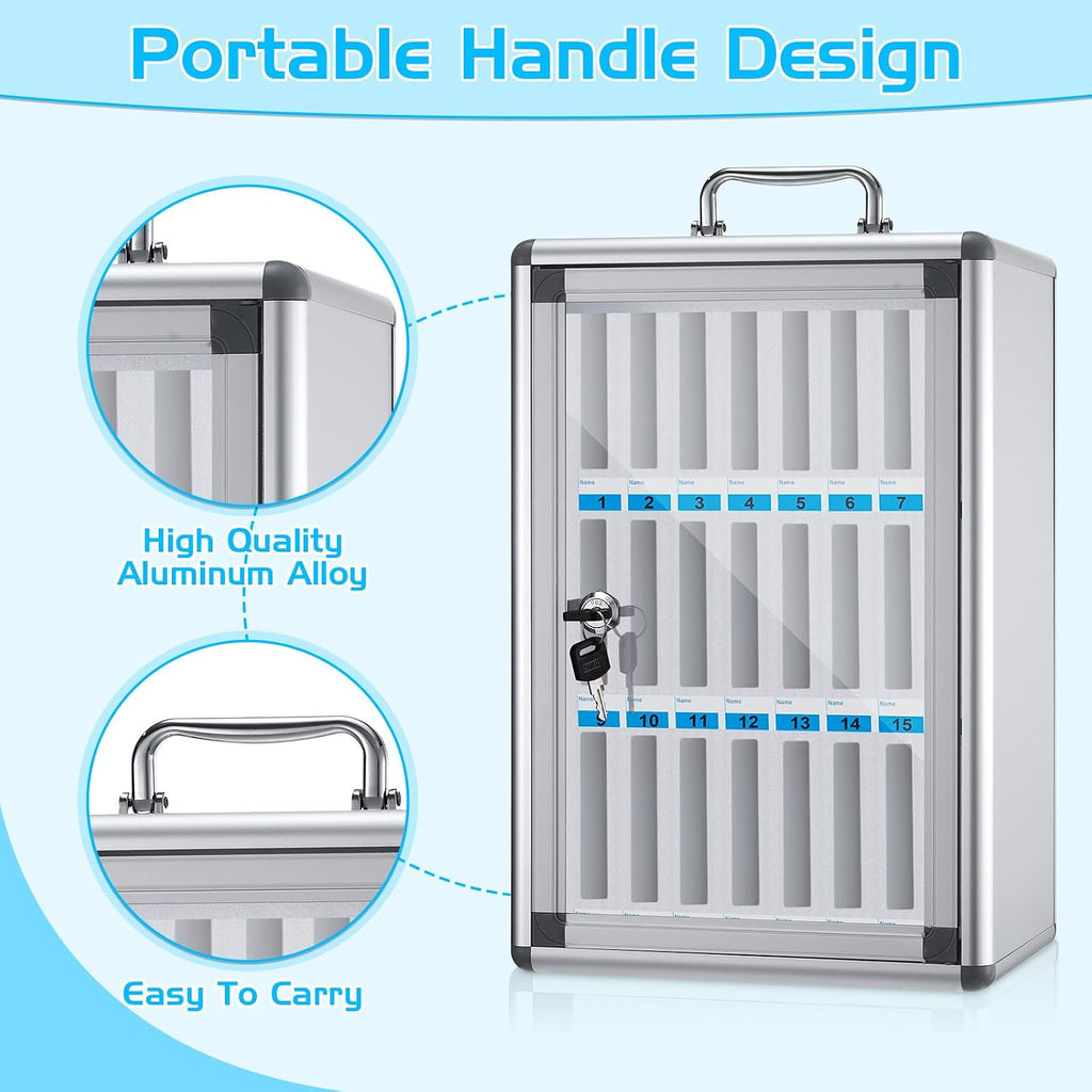 amylove 24 slots aluminum alloy cell phone locker, side view