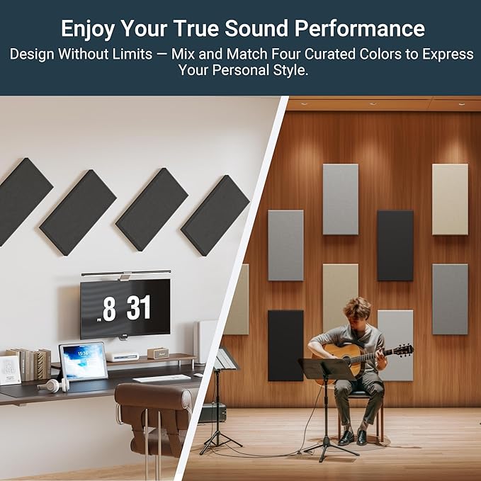 4 Pack High-Density Core with Fabric Cover Acoustic Panels – 24×12×2 In
