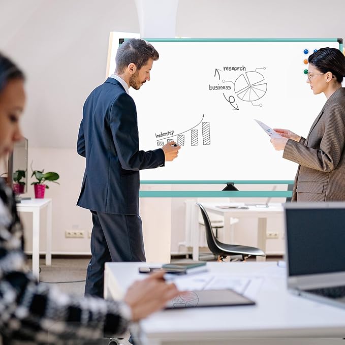 Rolling Whiteboard, 48x32 Inches Dry Erase Board