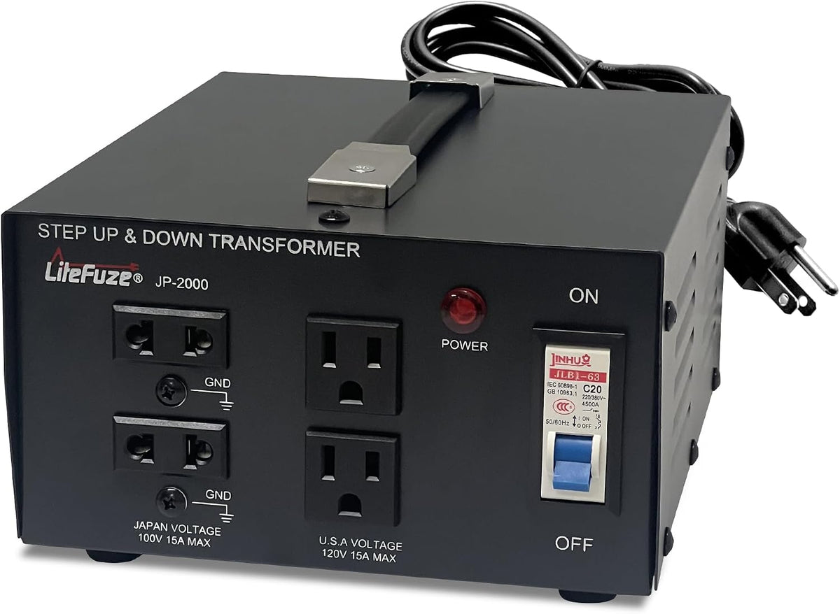 LiteFuze 2000 Watt Japan Voltage Converter Transformer Step Up/Down - 100v to