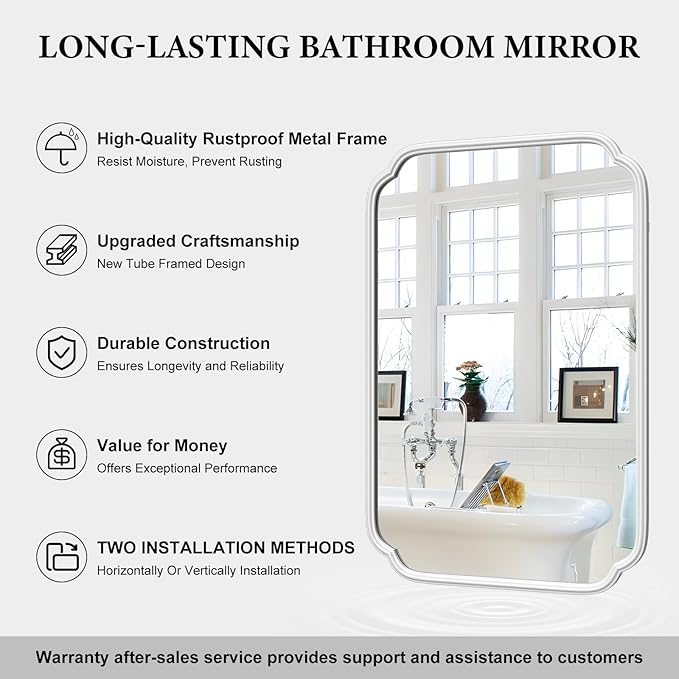 White Bathroom Mirror for Over Sink 24×36 Inch