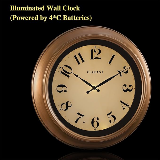CLXEAST 18 Inch Glow in The Dark Wall Clocks