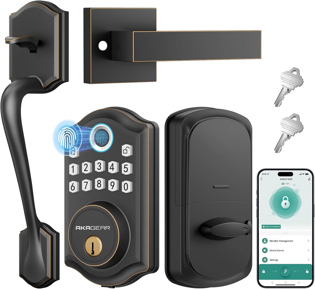 AkaGear DS10 Fingerprint Keyless Entry Door Lock with Handle Set